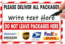 ALKB Package Delivery Sign - Do Not Leave Package Here - 8x12 Inch Add Your Personalized DIY Package Delivery Sign