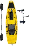 Brooklyn 10.5 Pro Motorized Fishing Single Kayak by BKC, Solo Sit-on-Top Angler Kayak with Trolling Motor, Paddle & Aluminum Frame Seat