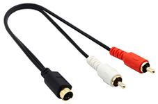 zdyCGTime S-Video 4 Pin Mini DIN Y Splitter Cable Gold Plated Combo 4 Pin Mini DIN S-Video Male to 2 RCA Male Audio Y Splitter Extension Adapter Cable(25CM/10Inch)