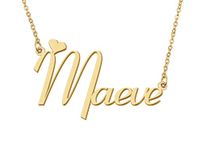 18k Gold Plated Maeve Heart Name Pendant Charm Necklace for Womens Birthday Graduation Stainless Steel Jewelry