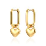 18K Gold Plated Stainless Steel Heart Dangle Earrings for Women and Girls Tiny Drop Earrings Small Huggie Hoop Earrings Fashion Jewelry Gifts (Gold)