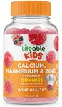 Lifeable Kids Calcium Magnesium Zinc Gummies | Calcium with Vitamin D3 | Great Tasting Calcium Supplements for Kids | Kids Calcium Gummies for Bone Health | Magnesium Calcium for Kids | 90 Gummies