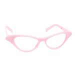 Hip Hop 50s Shop Womens Cat Eye Rhinestone Glasses, Light Pink