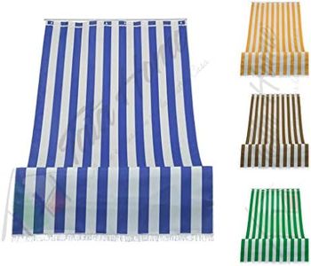 Tenda da Sole a Righe per Balcone Veranda o Terrazzo con Anelli e Ganci Tessuto Resistente da Esterno Misura cm 200x295 Colore Blu