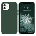 DUEDUE for iPhone 12 Case iPhone 12 Pro Case Liquid Silicone Slim Cover with Microfiber Lining Shockproof Protective Case for iPhone 12/12 Pro 6.1 inch Dark Green