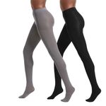 No Nonsense Women's Super Opaque Control-top Tights, 90 Denier, Black/Steel, XX-Large (Pack of 2)