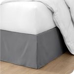 Bare Home Bed Skirt Double Brushed Premium Microfiber, 15-Inch Tailored Drop Pleated Dust Ruffle, 1800 Ultra-Soft Collection, Shrink and Fade Resistant (King, Grey)