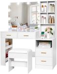 BEWISHOME White Vanity Desk with Mi