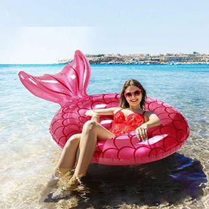 Giant Inflatable Mermaid Tail Pool Float Summer Beach Swimming Pool Party Lounge Raft for Adults-Pink