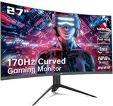 KTC 27 inch Gaming Monitor, 1440P Curved Monitor, 165Hz, 144Hz, 2K, 1500R, 1ms, FreeSync Premium/G-Sync, DisplayPort/HDMI/USB, Vesa/Wall Mount Computer Monitor, Desktop PC Monitor, Ultrawide H27S17