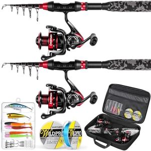 Ghosthorn Fishing Rod and Reel Combo Collapsible Fishing Pole Telescopic Fishing Rod Combo Travel Portable Fishing Set Carbon Fiber with Carrier Bag for Saltwater Freshwater