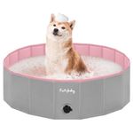 furrybaby Foldable Dog Pool For Dogs, Dog Padding Pool Portable For Dog Bath, Plastic Dog Swimming Pool Large Hard Kid Pool (Pink 100*30cm)