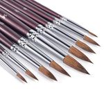 Sable Watercolor Brushes, Fuumuui 9pcs Detail to Mop Round Pointed Paint Brushes Superior Sable Paint Brushes Perfect for Watercolor Gouache Acrylic Ink Painting