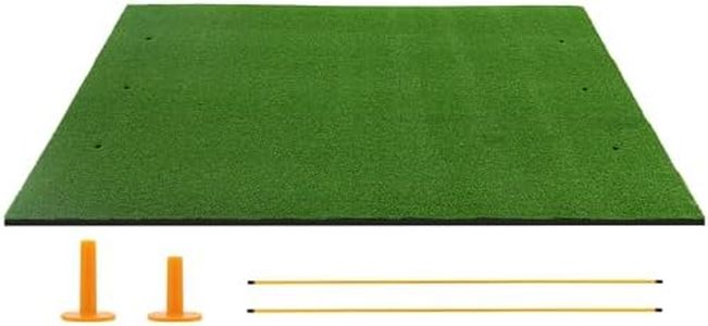 Goplus Golf Mat, 5x3ft/5x4ft Golf Hitting Mat 20/25/27/32mm Thick w/2 Alignment Sticks & 2 Golf Tees, Portable Artificial Turf Grass Training Mat Practice for Indoor Outdoor (5 FT x 4 FT, 25mm)