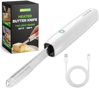 NutriChef Heated Butter Knife | Rechargeable Cordless Heating Butter Spreader, Two Heat Settings 107°F & 158°F | Ready Light Indicator for Slicing & Spreading Butter, Cheese & Peanut Butter | White