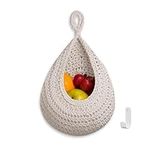 Fruit Basket Hanging Wall Basket Teardrop Hanging Storage Baskets Handwoven Durable for Kitchen Storage Vegetable Fruit Planters Fruit Planters Tomato Potato and Onion Storage Box(White)