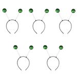 NAUZE 5 Pieces Green Head Boppers Martian Antenna Headband Boppers Balls Coloured Headband for Halloween Christmas Party Favor (Green)