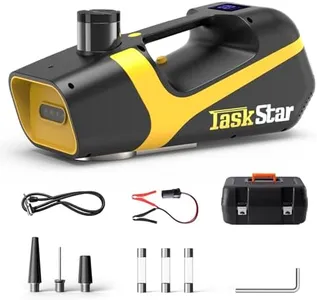 TaskStar Electric Car Jack 12V: 5 Ton/11023 LBS Hydraulic Jack Lift Built-in Tire Inflator Pump, LCD Display & LED Light - Portable Car Jack Kit for SUV MPV Sedan Truck Change Tires Garage Repair