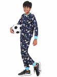 Ninos Dreams Cotton Pajama Set Boys Full Sleeves Coord Set ! Night Suit For Boy's ! Tshirt With Jogger Set (6-8 Years, Navy Blue)