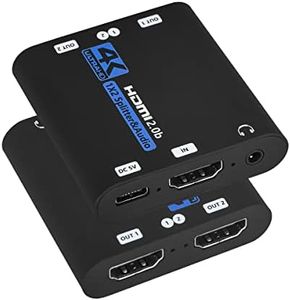 HDMI Splitter 1x2 with Audio Extractor, 1 in 2 Out Audio Video Distributor Box, HDMI 2.0b, HDCP 2.2, HDR, Support 4K@60Hz Ultra HD 3D for PS4, Xbox, STB, Blu-ray DVD Players Etc (Blue)