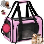 Pet Carrier Airline Approved,Soft Sided Cat Carrier New Upgraded Small Dog Carrier with Lockable Zippers,Breathable Pet Carrier,Dog Carrier for Small Medium Cats Puppies up to 15 Lbs with Folding Bowl