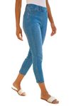 Roman Cropped Jeggings for Women UK Ladies Capri Stretchy Jeans Denim Legging Cotton Summer Trouser Three Quarter 3/4 Length Pull On Cut Off High Waist Smart - Denim Blue - Size 14