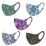 AMOR SPES Set Of 5 Floral Cloth Face Mask Fashion Washable Cotton Masks For Men Women (F)