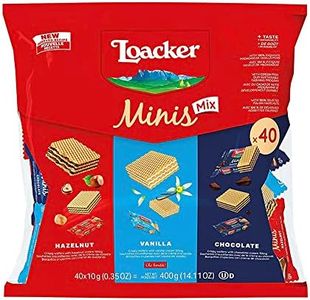 Loacker Minis Wafer Variety Pack - 30% Less Sugar - Premium Assorted Cream Filled Wafer Cookies - Mix of Hazelnut, Chocolate and Vanilla Crispy Wafers - NON-GMO - Sustainably Sourced Ingredients - 10g/0.35oz, 40 Individually Wrapped Snack Packs (mix)