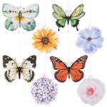 ANGOLIO 8Pcs Automotive Air Freshener Colorful Flowers Butterfly, Car Air Freshener Hanging Ornament Perfume, Deodorant for Rear View Mirror Decorative Pendant, Home Interior Accessories Aromatherapy