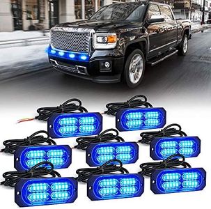 Xprite 20-LED Super Bright Emergency Warning Caution Hazard Flashing Surface Mount Grille Strobe Light Bar for Car Truck SUV Pickup Car Van-8PC（Blue）