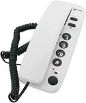 Geemarc Marbella - Gondola Style Corded Telephone with Large Buttons, Mute Function and Visual Ring Indicator - Wall Mountable - UK Version - Pearl White