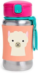 Skip Hop Toddler Sippy Cup with Straw, Zoo Stainless Steel Straw Bottle, Llama