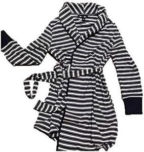 Nautica Women's Short Cozy Knit Robe Navy Stripe S