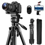 Tripod, 60-Inch Camera Tripod Stand Aluminum for Photography Canon Nikon Sony with Fluid Head & Carry Bag, Lusweimi Video Tripod with Universal Phone Mount & Wireless Remote for iPhone Android Phone