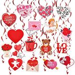 patscorai 36 Pieces Of Valentine's Day Hanging Swirl Decoration Foil Swirl Ceiling Valentines Day Party Hanging Romantic Decorations For Party Home Wedding Anniversary Office Classroom Hearts Decor