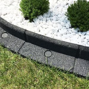 FlexiBorder - Lawn Edging - Flexible Garden Edging Border for Grass Lawns - Pathways - Raised Borders - Artificial Grass - Grey - 6 x 1m Lengths