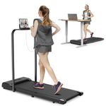 Jupgod Folding Treadmill, 2.5HP Under Desk Treadmill Walking Pad with Remote Control & LED Display for Home/Office Cardio Fitness Exercise, No Assembly (Black)