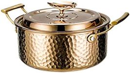 DAEDALUS 7.5QT Stainless Steel Stock Pot with Lid, 3 Triply Clad Hammered Copper Pot, Nonstick Large Stockpot for Home Kitchen Restaurant, Dishwasher Oven Safe -Rose Gold