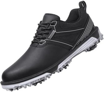 ULTIANT Men's Golf Shoes Fixed Nailless Sole Waterproof Lightweight No-Slip Walking Shoes Size7.5-14(Black,45.5)