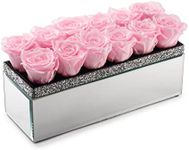 SOHO FLORAL ARTS | Extra Large Mirrored Vase Pave Accent | Preserved Roses That Last a Year and More | Eternal Roses in a Box