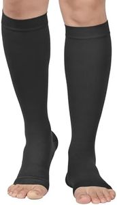 MGANG® 20-30 mmHg Compression Stocking for Men and Women, Medical Compression Socks, Knee High Length, Open Toe, Support Hose for DVT, Varicose Veins, Relief Shin Splints, Edema, Black XX-Large