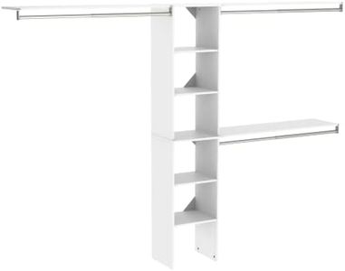 ClosetMaid SuiteSymphony Wood Closet Organizer Kit with Tower, 3 Hang Rods, Top Shelves, Adjustable, Fits Spaces 5 - 9 ft. Wide, Pure White