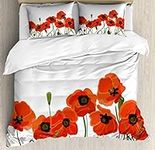 Ambesonne Poppy Flower Duvet Cover 