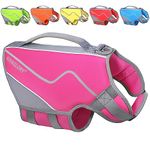 VIVAGLORY Life Jacket for Dogs of Sports Style, Heavy Duty Pet Safety Vest, Comfortable Neoprene Lifejackets with Hook & Loop Closure, Pink, XSmall