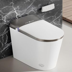 EchosLife Smart Toilet with Bidet Built In, Auto Open/Close Lid & Seat, Microwave Sensor, Auto Flush, ADA Comfort Height One Piece Elongated Toilet with Tank, Heated Seat, Warm Water & Air Dryer