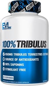Evlution Nutrition Tribulus Terrestris for Men - Maximum Potency 90% Saponins Pure Tribulus for Men Stimulant Free Supplement for Men Traditionally Used for Virility & Vitality - Vegan & Gluten Free
