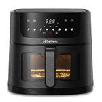 Schallen Digital Air Fryer Healthy Eating Low Fat Large Fast Cooking Machine with Touch Screen, Grill Rack, Adjustable Temperature & 60 Min Timer, Glass Window, Black (8L)