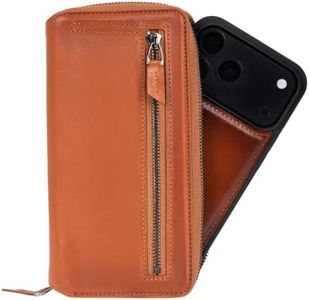 Full Grain Genuine Leather Wallet Case for iPhone 18/17 Pro, Zippered