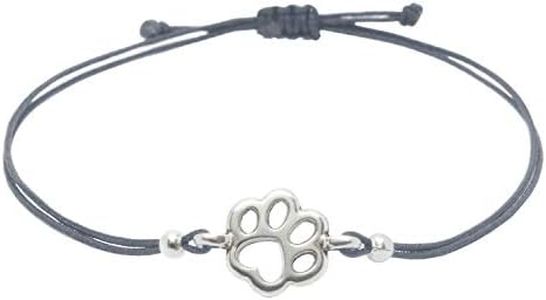 Selfmade Jewelry - Pulsera con forma de pata, pulsera hecha a mano con abalorio de pata de animal con caja de regalo incluida para Mujer (Gris-Plata, Talla Ajustable)