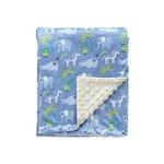 CREVENT Baby Blanket for Boys Soft Plush Receiving Gift for Newborns Toddlers Swaddling(Cute Printed + Dot Backing,75cmX100cm,Hippo,Elephant,Lion,Bird,Coconut Tree)